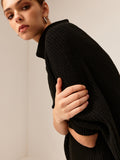 Poshoot Turtleneck Half-Sleeve Sweater Without Belt