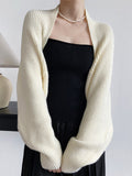 Poshoot Solid Open-Front Shrug Sweater