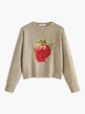 Poshoot Crew Neck Strawberry Warm Sweater