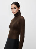 Poshoot Wool-Blend Turtleneck Sheer Sweater