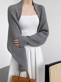 Poshoot Solid Open-Front Shrug Sweater