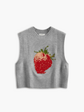 Poshoot Crew Neck Strawberry Sweater Vest