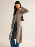 Poshoot Stacking V-Neck Split Breasted Sweater Dress