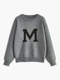 Poshoot Letter Printed Loose Sweater