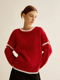 Poshoot Crew Neck Contrast Binding Sweater