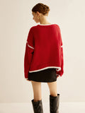 Poshoot Crew Neck Contrast Binding Sweater