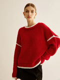 Poshoot Crew Neck Contrast Binding Sweater