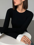 Poshoot Ribbed Contrast Cuff Sweater