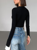 Poshoot Ribbed Contrast Cuff Sweater