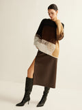 Poshoot Versatile Color Block Loose Sweater