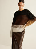 Poshoot Versatile Color Block Loose Sweater