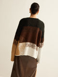 Poshoot Versatile Color Block Loose Sweater