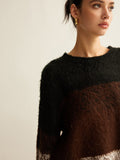 Poshoot Versatile Color Block Loose Sweater