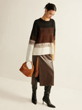 Poshoot Versatile Color Block Loose Sweater