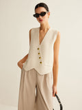 Poshoot Asymmetrical Button Sweater Vest