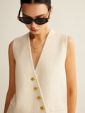 Poshoot Asymmetrical Button Sweater Vest