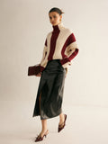 Poshoot Ribbed Color Block Turtleneck Sweater