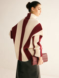 Poshoot Ribbed Color Block Turtleneck Sweater