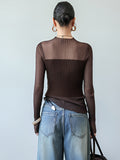 Poshoot Sheer Panel Slim Sweater