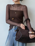 Poshoot Sheer Panel Slim Sweater