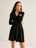 Poshoot Breasted Flowy Sweater Short Dress