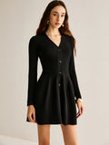 Poshoot Breasted Flowy Sweater Short Dress