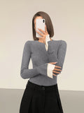 Poshoot Ribbed Contrast Cuff Sweater