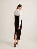 Poshoot Color Block Skinny Lapel Dress