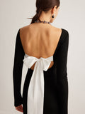 Poshoot Bow Open Back Knit Dress