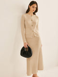 Poshoot Elegant Button Pleated Sweater Co-ord