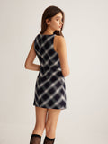 Poshoot Sleeveless Checked Zipper Dress