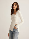 Poshoot Plain Asymmetrical Breasted Sweater