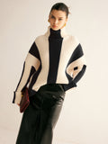 Poshoot Ribbed Color Block Turtleneck Sweater