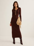 Poshoot Cutout Slim Sweater Long Dress