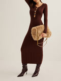 Poshoot Cutout Slim Sweater Long Dress