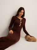 Poshoot Cutout Slim Sweater Long Dress