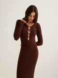 Poshoot Cutout Slim Sweater Long Dress