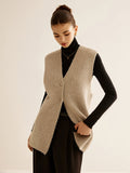 Poshoot Wool-Blend Breasted Sweater Vest