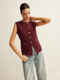 Poshoot Button Down Cozy Sweater Vest