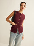 Poshoot Button Down Cozy Sweater Vest