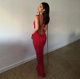 Poshoot Sean Backless Fishtail Long Dress