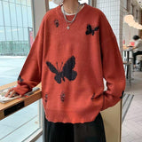 Poshoot Christmas Thanksgiving Gifts  Butterfly Distressed Knitted Sweater