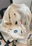 Poshoot Christmas Thanksgiving Gifts  Cartoon Embroidered Knitted Sweater