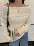 Poshoot Christmas Thanksgiving Gifts  Casual Off Shoulder Knitted Sweater