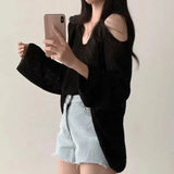 Poshoot Christmas Thanksgiving Gifts  Cut-Out Shoulder Loose Knit Sweater