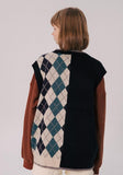 Poshoot Christmas Thanksgiving Gifts  Dark Academia Half Argyle Sweater Vest