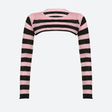 Poshoot Christmas Thanksgiving Gifts  Goth Striped Knitted Shrug Sweater