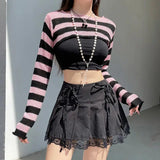 Poshoot Christmas Thanksgiving Gifts  Goth Striped Knitted Shrug Sweater