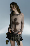 Poshoot Christmas Thanksgiving Gifts  Grunge Distressed Cross Sweater