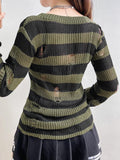 Poshoot Christmas Thanksgiving Gifts  Grunge Distressed Striped Sweater